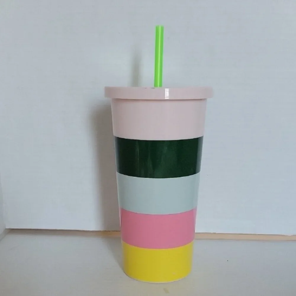 Kate Spade 20 Oz Color Block Cold Travel Tumbler Cup Mug Acrylic Berverage